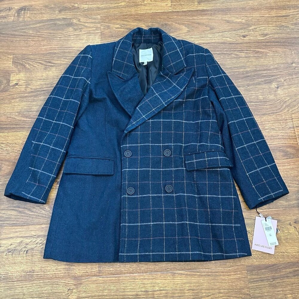 NWT Anthropologie Avec Les Filles Oversized Plaid Blazer - Picture 5 of 12